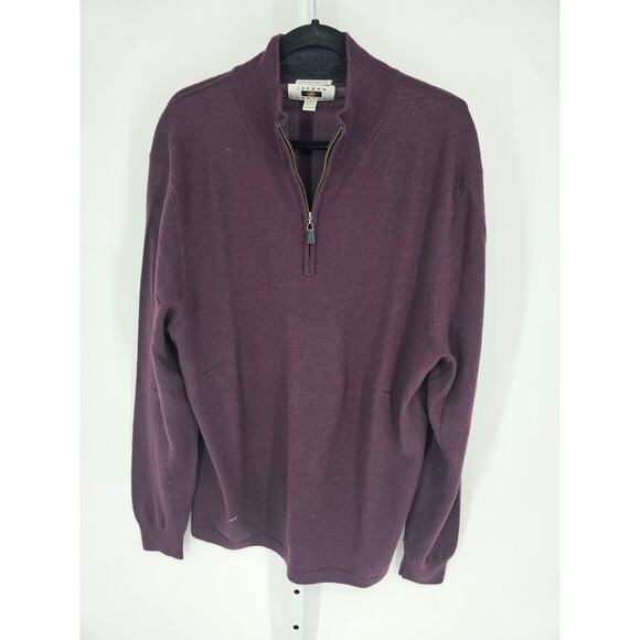 Joseph Abboud Men's Purple Long Sleeve Zip-Up Merino Wool Sweater Size 2XLT - Picture 1 of 4